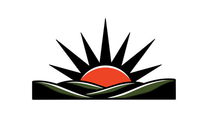 Obraz premium Abstract sunrise over rolling hills vector illustration