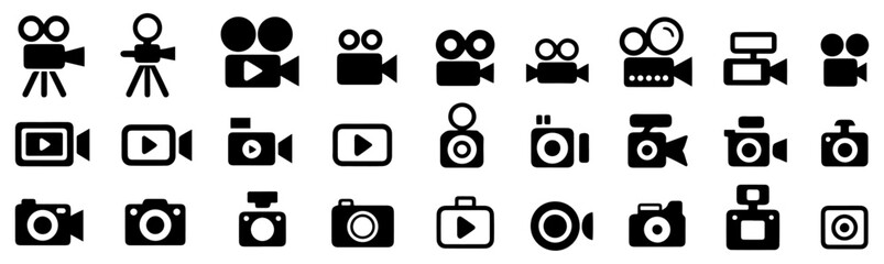 camera photo video icon set