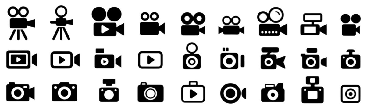 camera photo video icon set