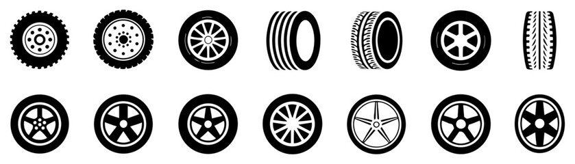 black rubber tire tracks vector set © graphixecho