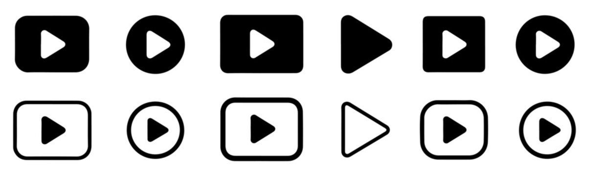 play start media button icon set