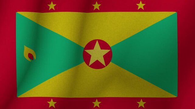 The flag of the The State of Grenada. The evolving Grenada flag in 3d format. 1080p HD animation for presentation