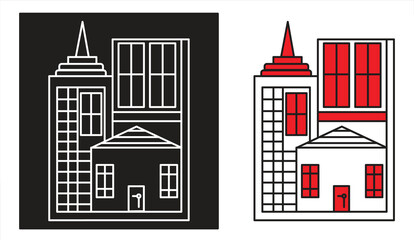 Fototapeta premium High-rise residential building icon. Business center, building architecture logo design. Can be used for web, mobile, UI EPS10, vector illustration.