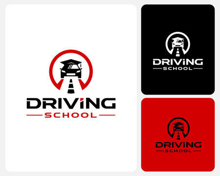 driving school logo design vector illustration