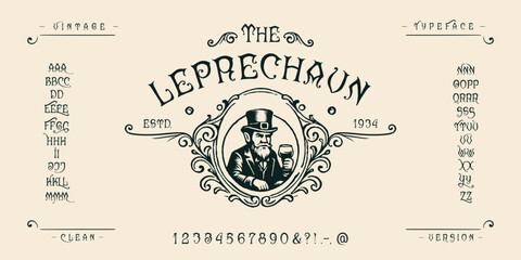 Fototapeta premium Font The Leprechaun.Vintage typeface design.