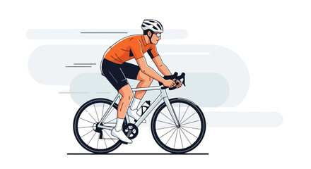 Fototapeta premium Man Riding A Bicycle Wearing Cycling Gear And Helmet.