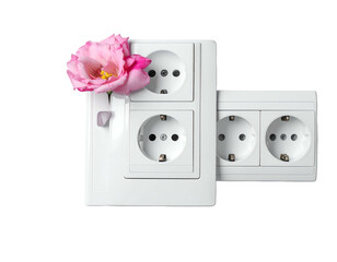 Electrical outlets with a delicate pink flower