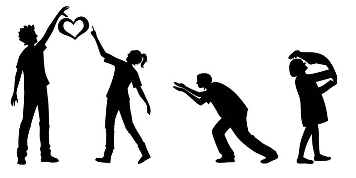 A sequence of figures demonstrating various dance moves and poses Vector