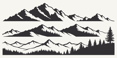 Fototapeta premium Majestic mountain range with snow-capped peaks and dense forest at the base Vector