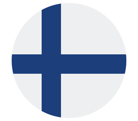 Fototapeta premium Finland flag icon in a circle with shadow, national symbol for country, vector illustration, patriotic concept.