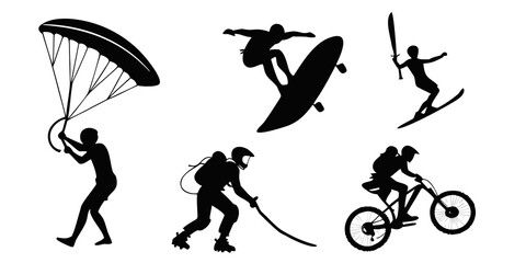 People engaged in various extreme and adventure sports activities Vector © rabby