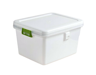 Clear storage container with green latches