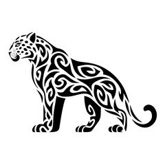 Obraz premium Stunning black leopard graphic with tribal patterns and swirling designs