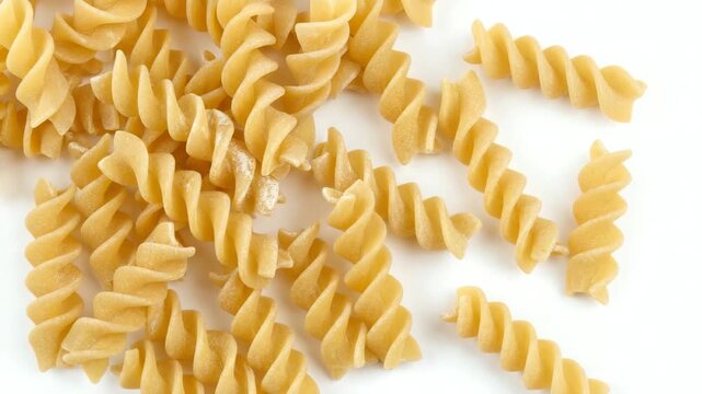 italian raw fusilli pasta isolated on white background zoom out video
