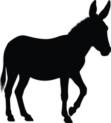 Obraz premium Donkey vector silhouette illustration on white background