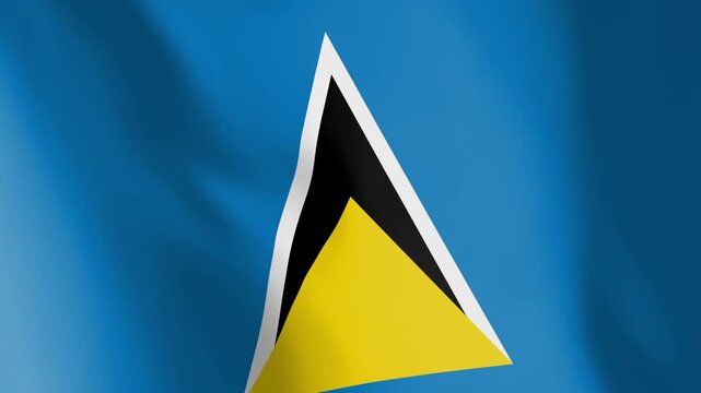 Flag of Saint Lucia animated background. Symbol of the Saint Lucian nation and the culture. Waving flag in the wind footage. Looping video of the national flag.