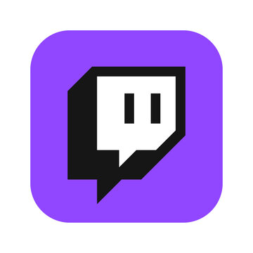 Twitch logotype isolated icon in square shape. Vector illustration