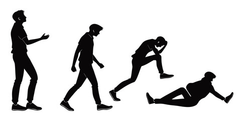 A sequence of figures demonstrating the stages of falling down and hitting the ground Vector © Rabbi