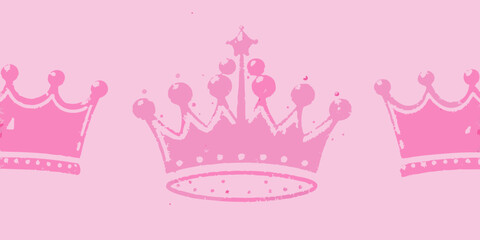 Pink background with repeating crown motifs and a star