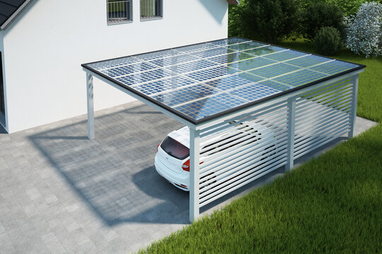 Carport mit transparentem solardach