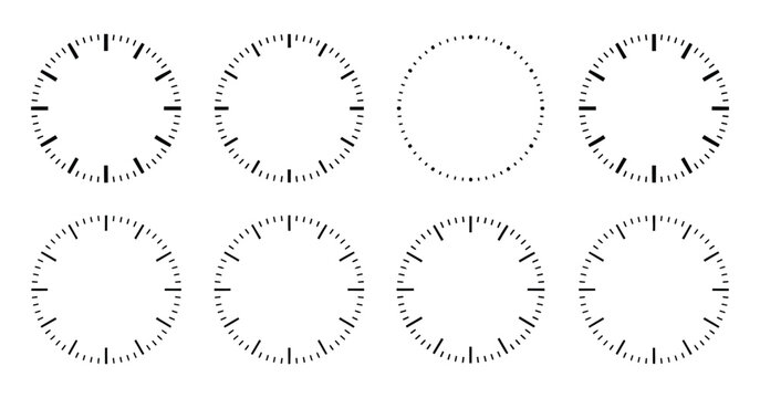 Watch Face Icon round clock vector, time scale illustration, circular timer and stopwatch symbol