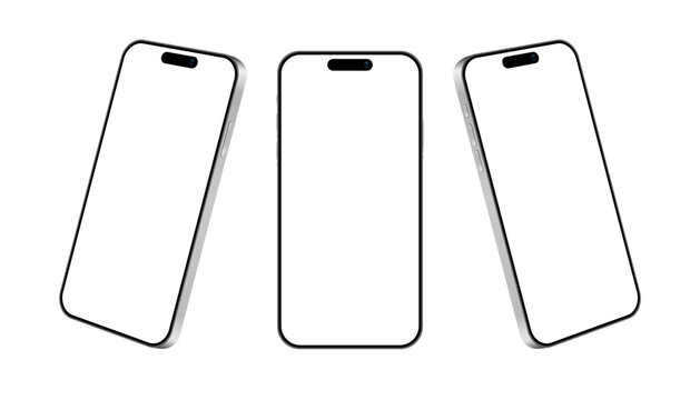 3d smartphone devices mockup template for advertisement. Realistic mobile phone device set with blank display vector illustration