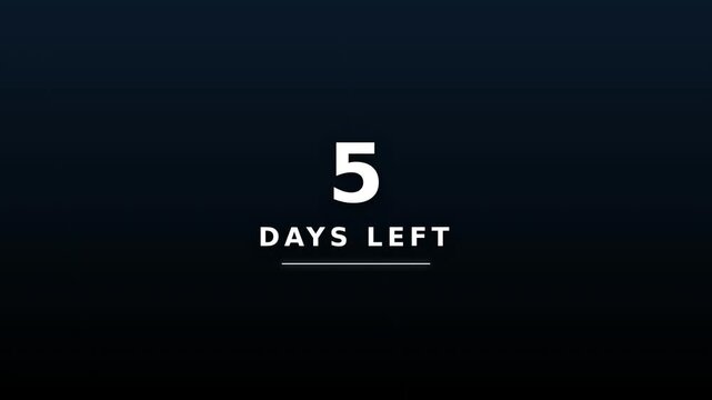 A countdown timer indicating five days remaining in a sleek, dark background
