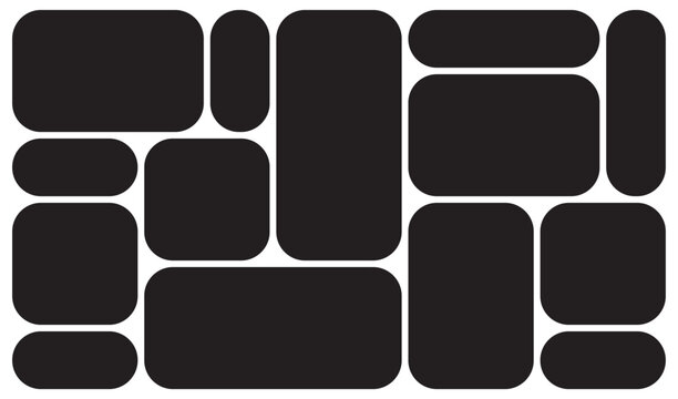 Bento grid abstract pattern black color minimal geometric trendy frame. Metaball y2k template for ui, web, app shop