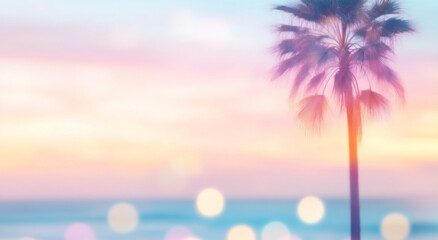 Palm tree leaves with bokeh lights, perfect for tropical holiday background © dvoevnore