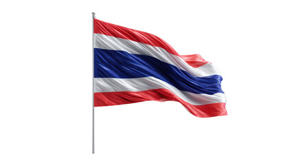 Obraz premium Fabric Thailand flag png mockup in 3d without background for peaceful decoration.