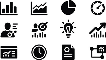 Minimalist business icons set for infographics and presentations