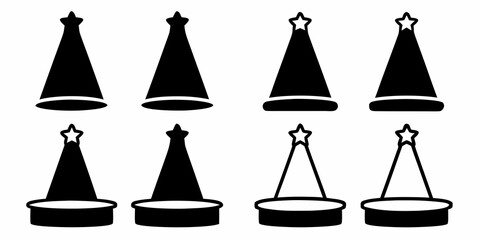 Stylized black nautical buoys and sea marks with stars on white background © Partha