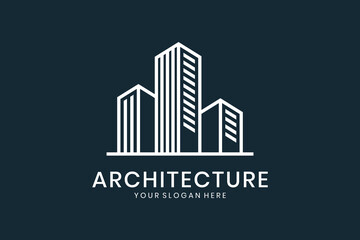 Obraz premium Architecture building line logo, minimalist city