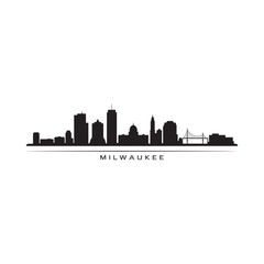Fototapeta premium A striking black silhouette of the milwaukee skyline against a white background