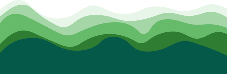 Obraz premium Stylized layered waves in multiple shades of green, arranged from dark at the bottom to light at the top. Perfect for eco‑designs, digital projects, and decorative compositions