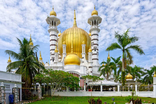 Ubudiah Mosque with golden dome in Moorish style, Kuala Kangsar, Perak state, Malaysia