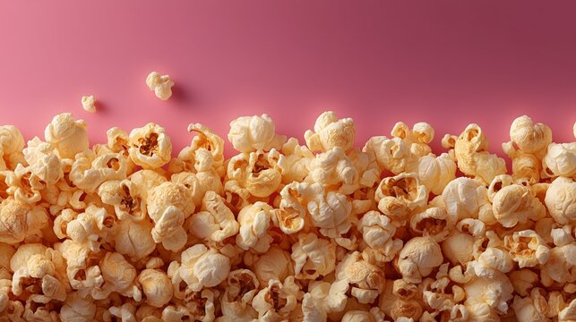 light caramel popcorn border on baby pink background