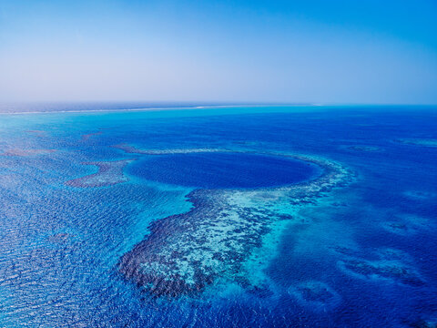 The Great Blue Hole, Lighthouse Reef, aerial view, Belize District, Belize