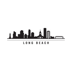 Obraz premium A minimalist black silhouette of the long beach skyline with city name