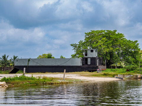 Shipyard seen from the New River, Orange Walk District, Belize