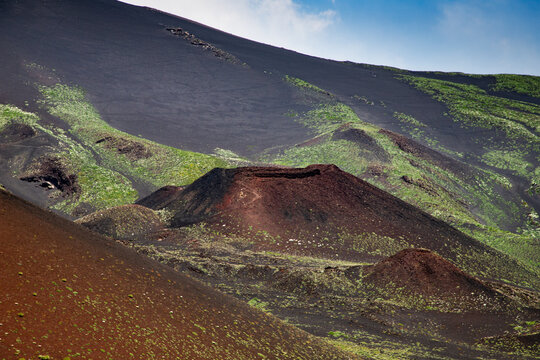 Landscape of Etna volcano, Sicily, Italy. Deserted martian-like surface. Beautiful Travel photography