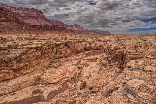 View of a small slot canyon called Jackass Creek off of US89A next to Echo Cliffs on the way to Vermilion Cliffs Arizona