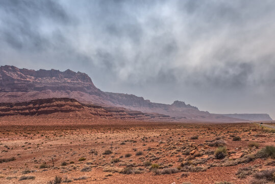 Echo Cliffs near Marble Canyon Arizona enshrouded with smoke from the Dragon Bravo Wildfire, Arizona, United States