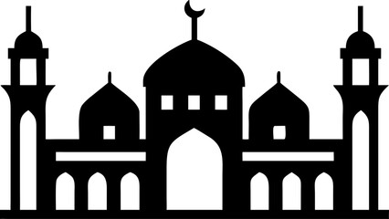 A detailed illustration of a mosque with minarets and domes Vector © Akshay