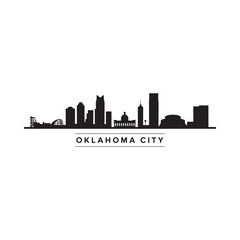 Obraz premium Silhouette of oklahoma city skyline with the city name displayed below