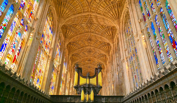 King's College Chapel interior, Cambridge, England, UK