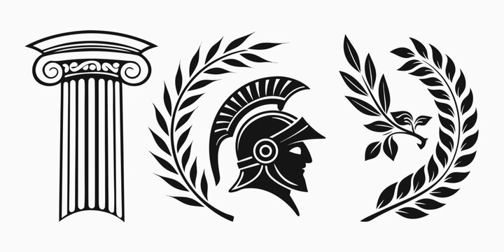 Ancient greek architecture and symbols of victory and power Vector