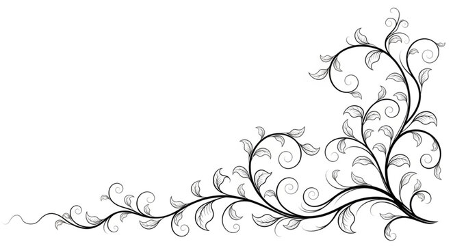 Black and White Floral Illustration.