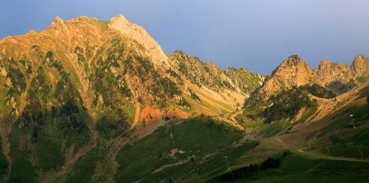 Panoramic views of the Pyrenees from Col Du Tourmalet 2115metres, France