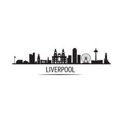 Fototapeta premium A black silhouette of the liverpool skyline with the city s name